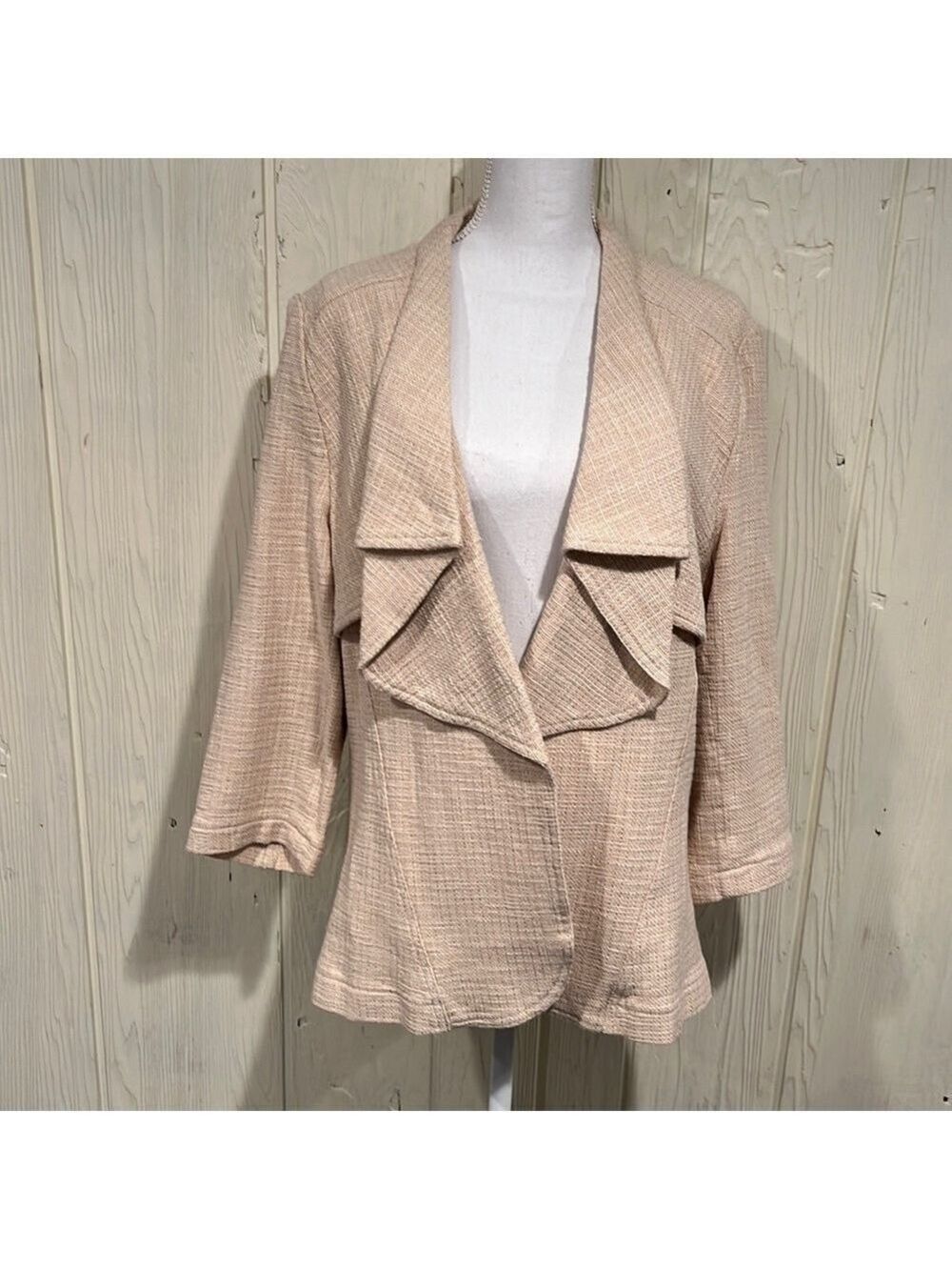 CHADWICKS of BOSTON Cream Open Blazer Lapels Cotton Blend Size XLT